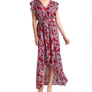 Splendid Red Floral High-Low Maxi Dress